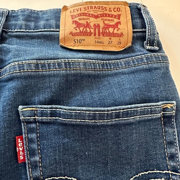 LEVI'S 510 - Skinny Jeans 27x29-14 Regular medium/dark fade Denim *CLEAN/NICE - Picture 3 of 7